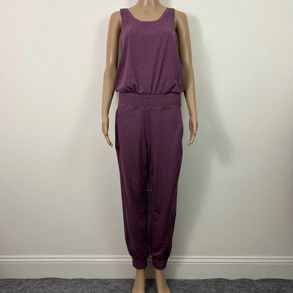 Sweaty Betty London Heathered Plum Racerback Jogger Jumpsuit Wome ns